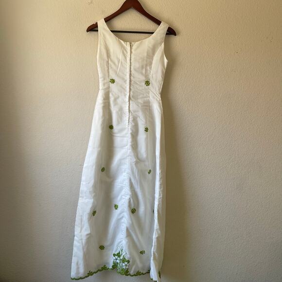 Vintage 60s/70s green embroidered elegant unique midi dress size xs - Picture 2 of 7